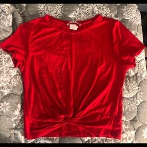 red short sleeve crop top